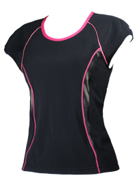 Diana technical T-shirt in black/ berry