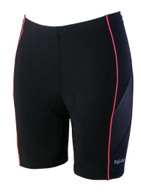 Ellen triathlon shorts in Black with Red flatlock seam