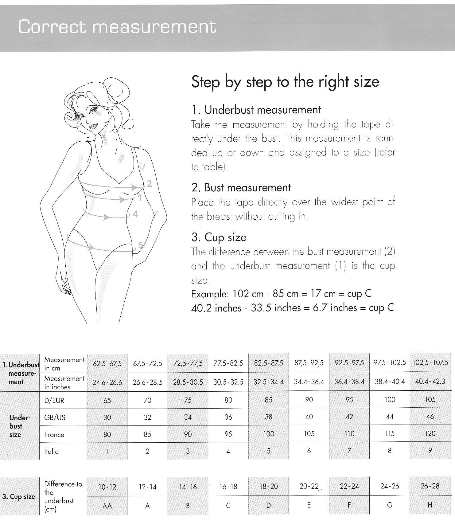 Measuring Bra Size Uk Chart